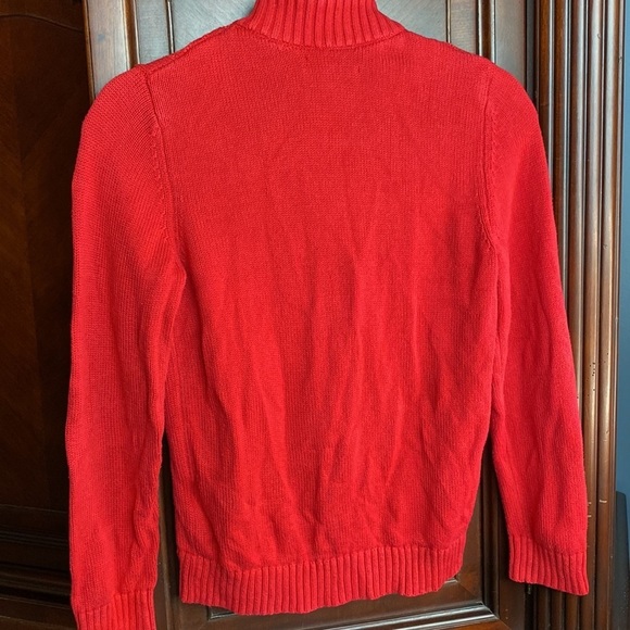 Girl’s Lands’ End Medium (10-12) 1/4 Zip Red Sweater - Picture 2 of 8